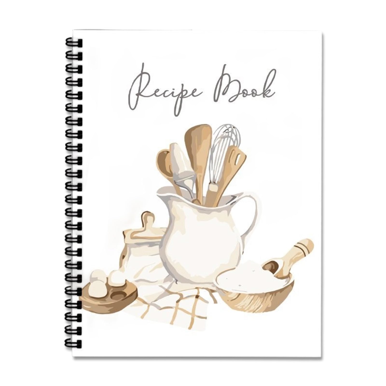VOYANTE White Blank Recipe Book for Own Recipes, Personalised Recipe Notebook, Family Cookbook for 100 Recipes, A5 Spiral Bound Recipe Journal, Special Cooking Gifts for Family and Cooking Lover
