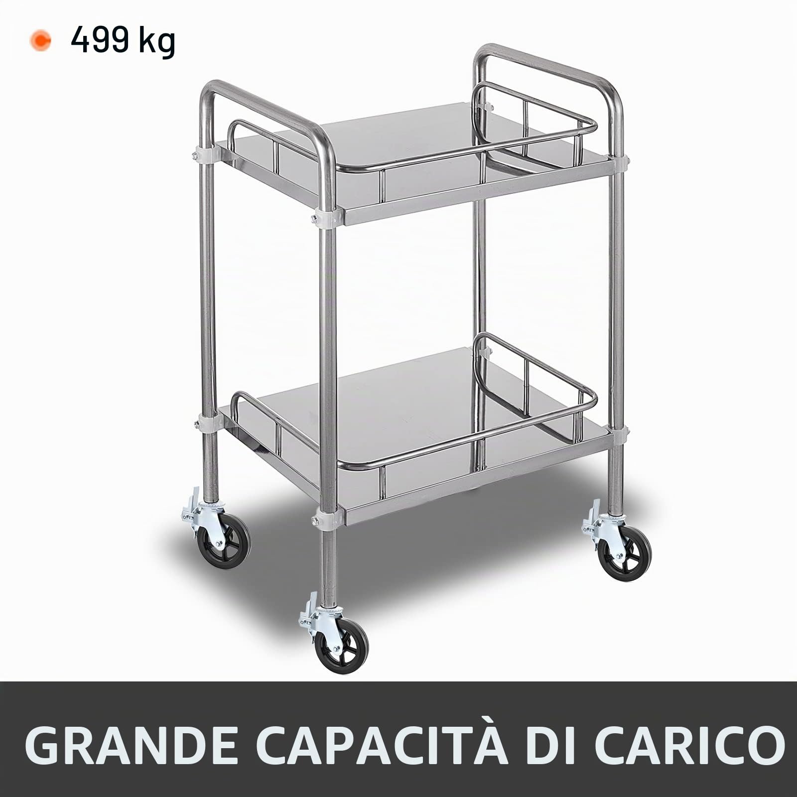 VEVOR Ruote Girevoli in Poliuretano, Ruote con Stelo Girevole con Doppio Freno di Bloccaggio, Piedini Regolabili, Capacità di Carico di 1100 Libbre per Ruota, Confezione da 4, 8 Pollici