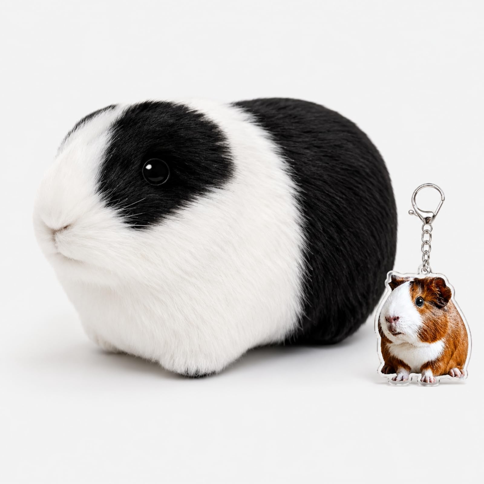 XLTXWD 2Pcs Guinea Pig, Soft Plush Guinea Pig Animal Set, Home Decoration Display and Daily Companionship, Guinea Pig Stuffed Animal with Keychain, Collection for Animal Lovers