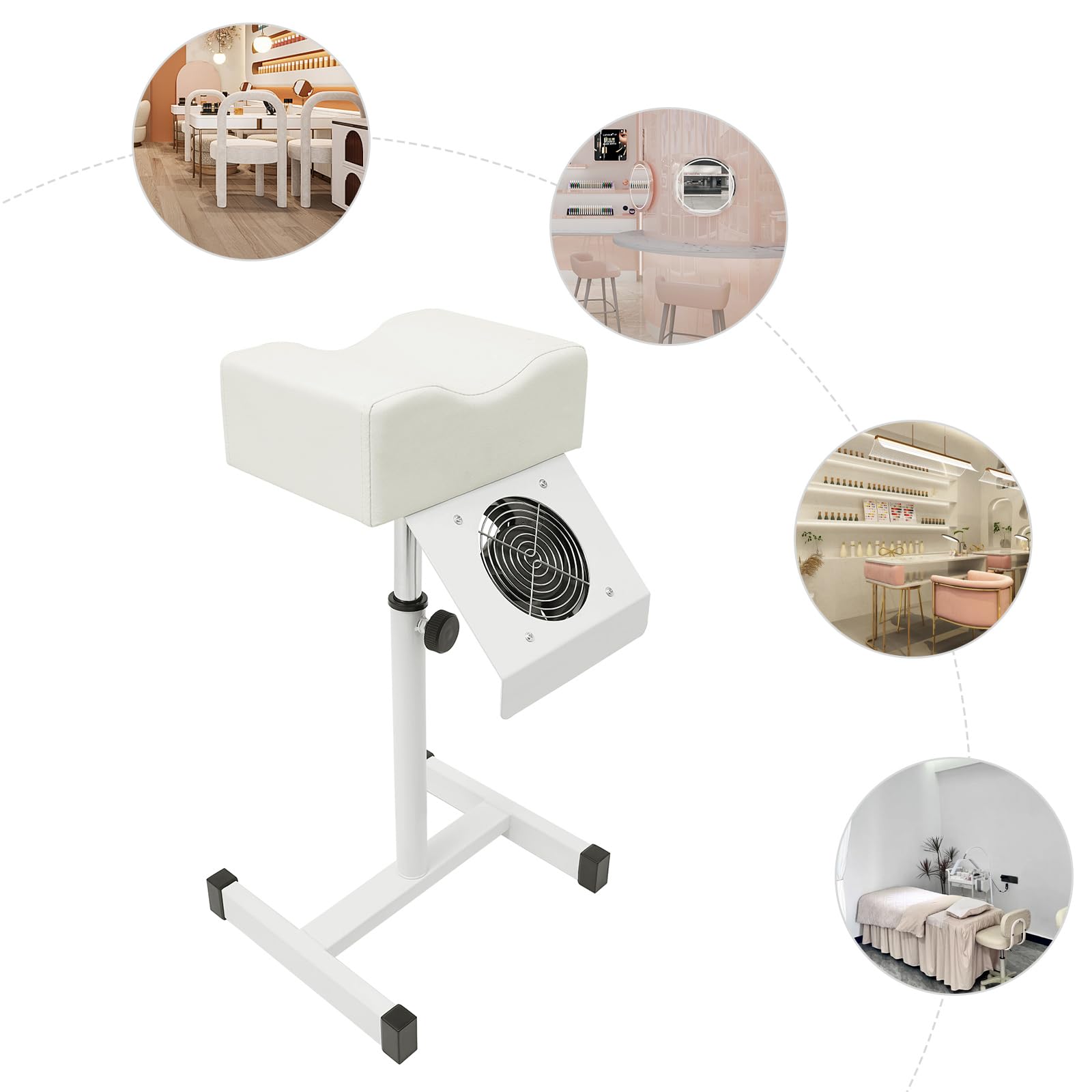Silla de pedicura móvil con succión, taburete de salón de altura ajustable, ligero y enrollable para cuidado profesional de los pies y uso doméstico, diseño robusto