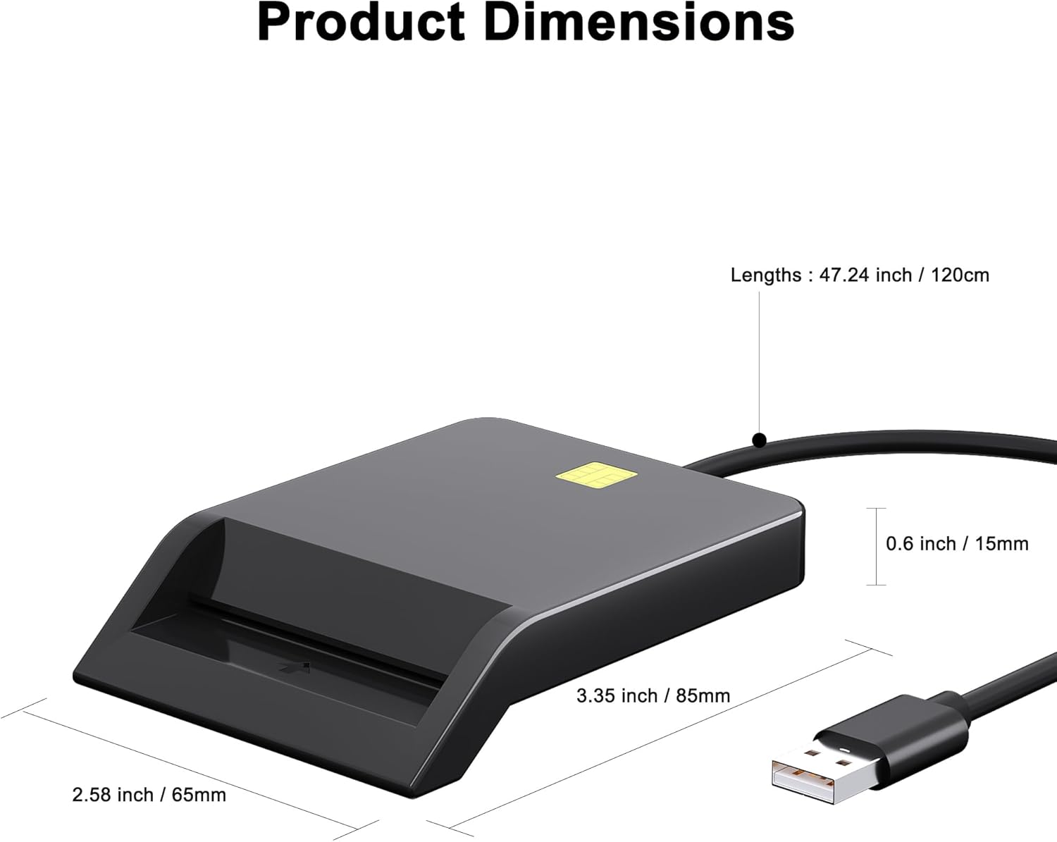 CAC Card Reader Military, USB Smart Card Reader, DOD Military USB Common Access CAC Compatible with Mac OS, Win