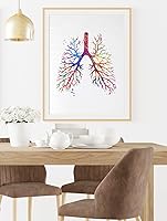 Vista 2 de Dignovel Studios 8X10 sin marco pulmonar anatomía humana acuarela arte impresión cartel ciencia médica inauguración casa giclée oficina decoración