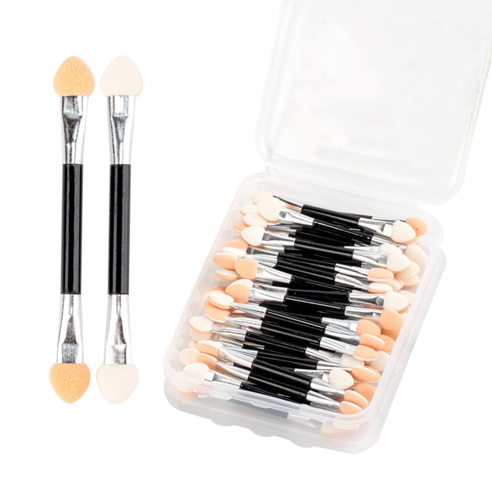 XIXKOLYU 20 pinceles de sombra de ojos, pincel de sombra de ojos, pincel de doble cara, aplicador de sombra de ojos desechable