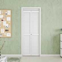 Bifold Door for 30" x 80" Opening, Full Louvered Door with Hardware Kit, MDF Surface, Easy Installation, Interior Folding Barn Doors Panels