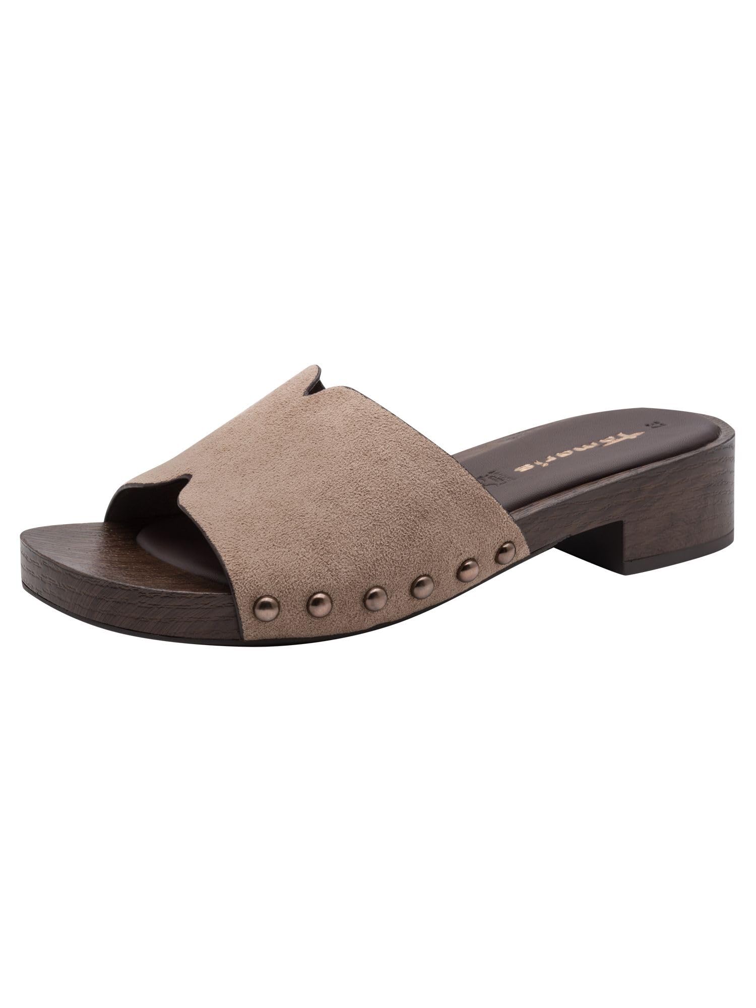 Tamaris Women's Beige Wedge Mules For 1-27118-46