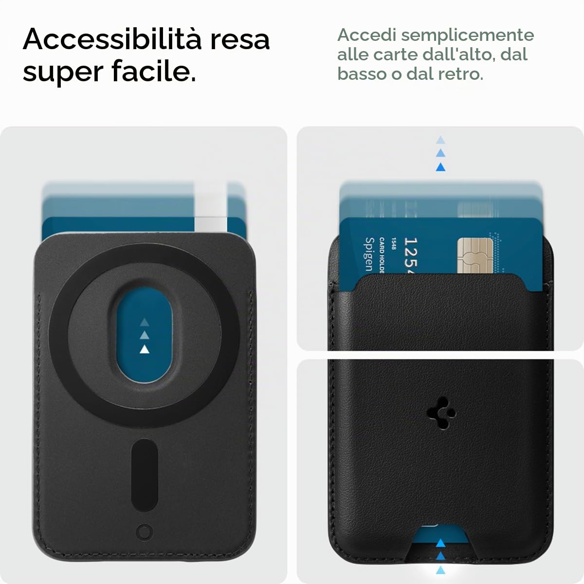 Spigen Valentinus Magfit Portafoglio (2 carte) MagSafe Wallet Magnetico Portacarte Compatibile con iPhone 17/16/15/14/13/12 Modelle, Accessori MagSafe - Nero