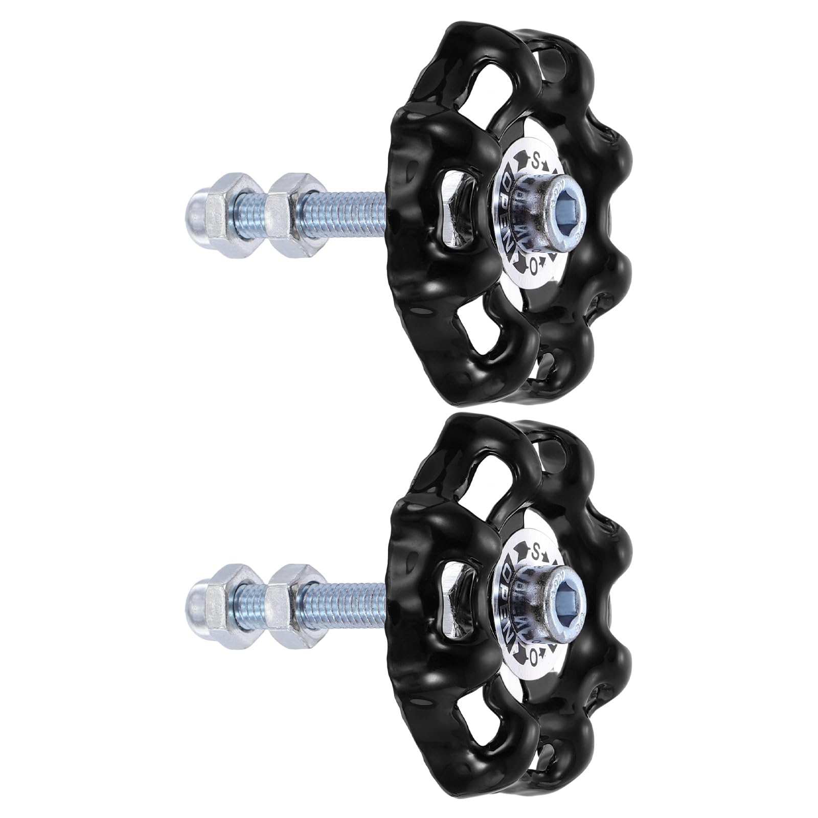 sourcing map 2 Pcs Vintage Cabinet Knobs, Industrial Style Valve Design Drawer Knobs, Iron Furniture Pulls with Screw for Drawer Closet Cupboard Cabinet Closet Doors Furniture Wardrobe, Black
