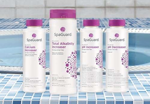 Leisurequip BUNDLE120 Spaguard Chemical Balancer Maintenance Kit With Test Strips - Contains Spa Alkalinity Increaser, Calcium Increaser, Ph Increaser, Ph Decreaser, Scum Absorber, Test Strips & Hot Tub Care Log Book thumb #8
