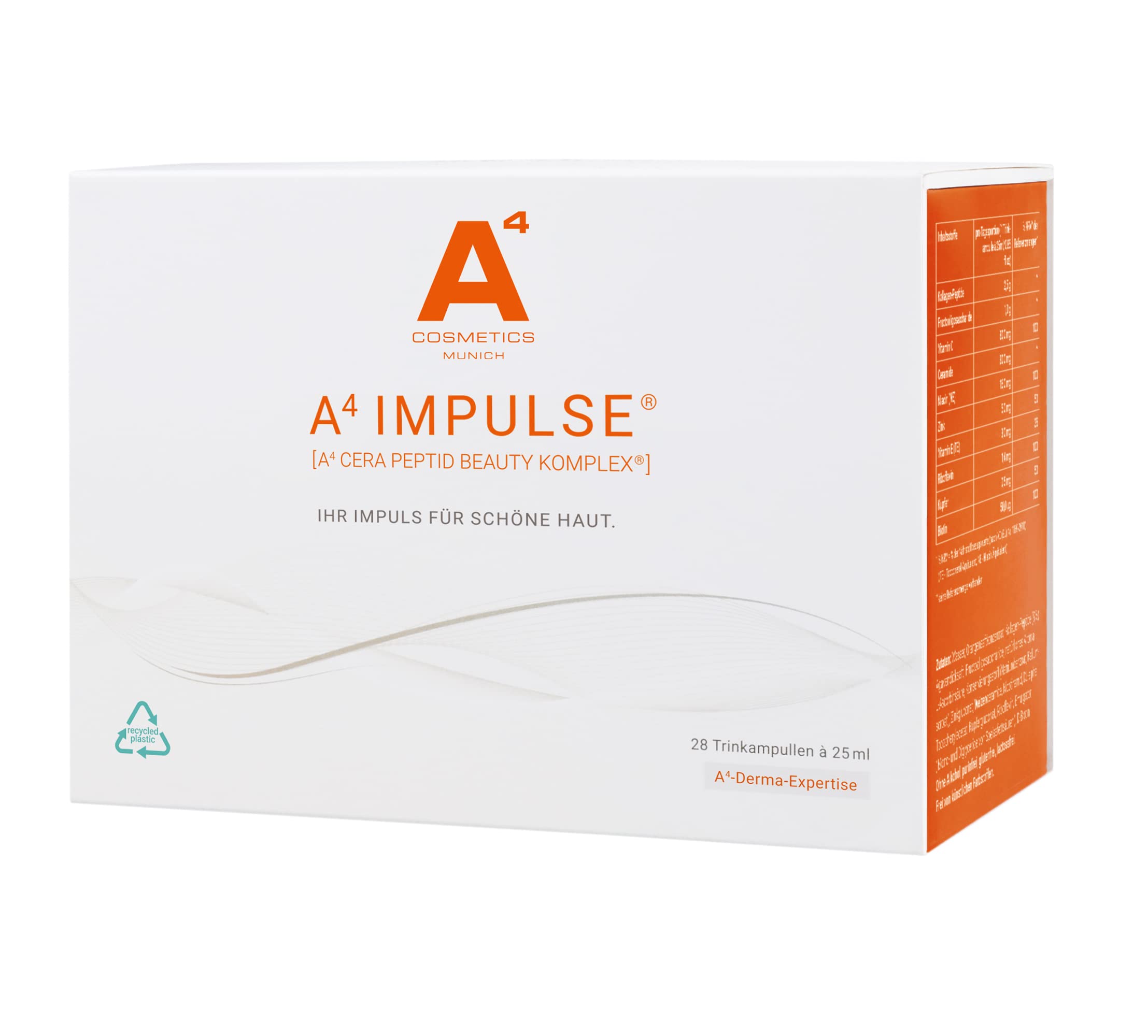 A4 IMPULSE Kollagen-Trinkampullen - Anti-Aging Beauty-Drink mit Ceramiden + Vitaminen (1 x 28 Stk.)