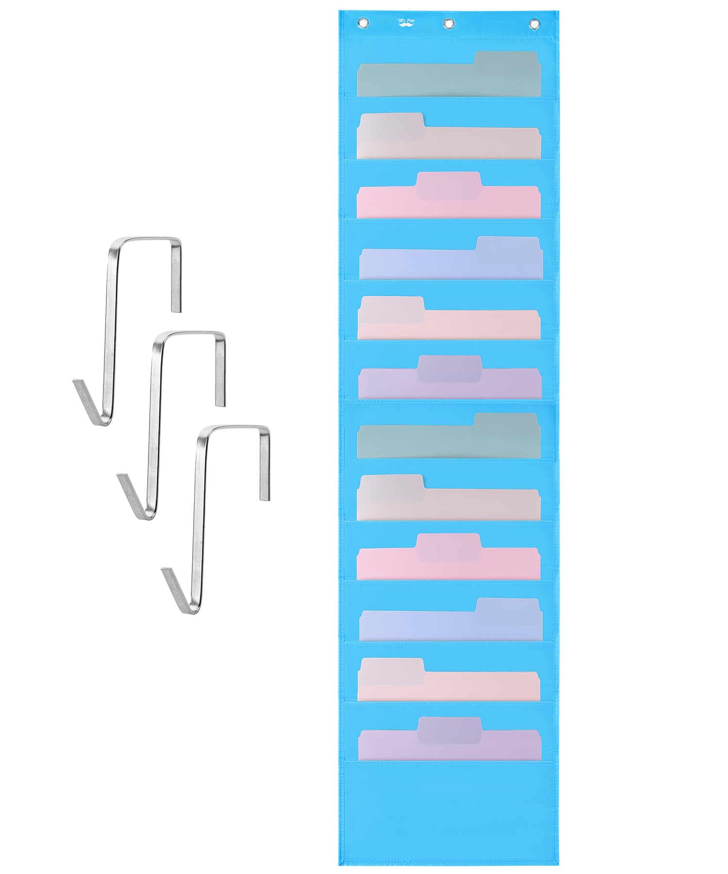 Mr. Pen- Hanging Wall File Organizer, 12 Pocket, Blue, 3 Overdoor Hangers Included, Over The Door File Organizer, Hanging Folder Organizer, Hanging