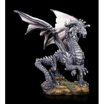 Figures Shop GmbH Dragon Fantasy Figure - Dark Dragon Fantastic Creature Gothic Decorative Figurine Decorative Item Sculpture Statue H 19.5 cm