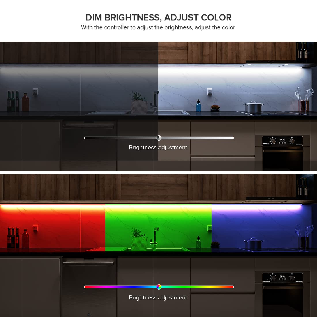 FCOB COB RGBW Tira LED RGB+WW(2700K) 896LEDs/M 3M 24V CRI90+ Uniform Multicolor Regulable Luz LED con Controlador CH31W WiFi Tuya Alta Frecuencia y Fuente alimentación 24V 48W