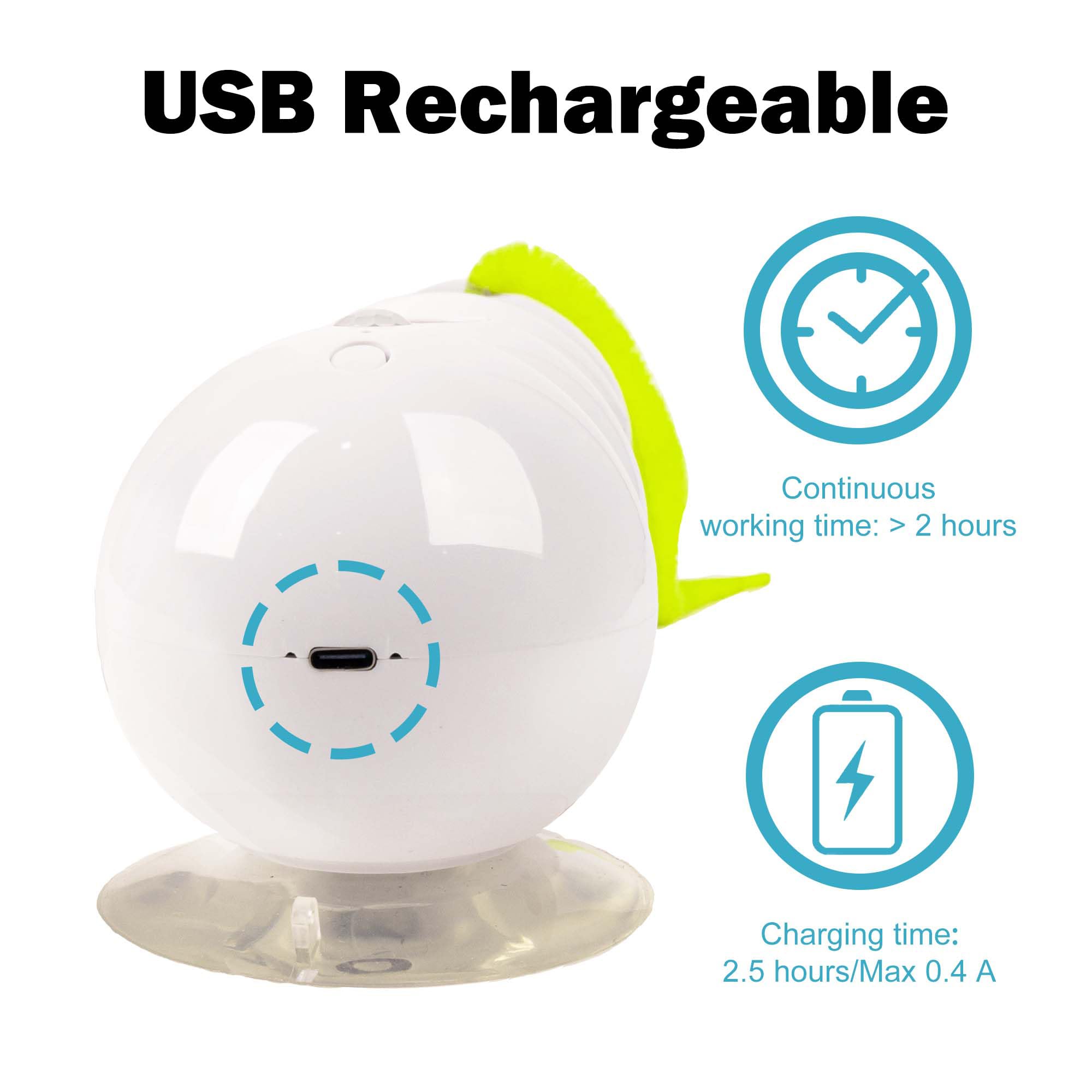 Interactive Cat Feather Toy, Automatic Fluffy Tail Teaser with Motion Sensor,Whack a mole Cat Toy, USB Rechargeable, Suction Cup for Stable Play, Perfect for Indoor Cats - image 6