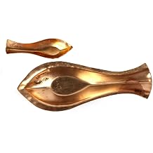 ASHIRWAD Pure Copper Kosha Kushi Double Spoon for Puja Rituals, Bengali Hindu Religious Product 7 inches