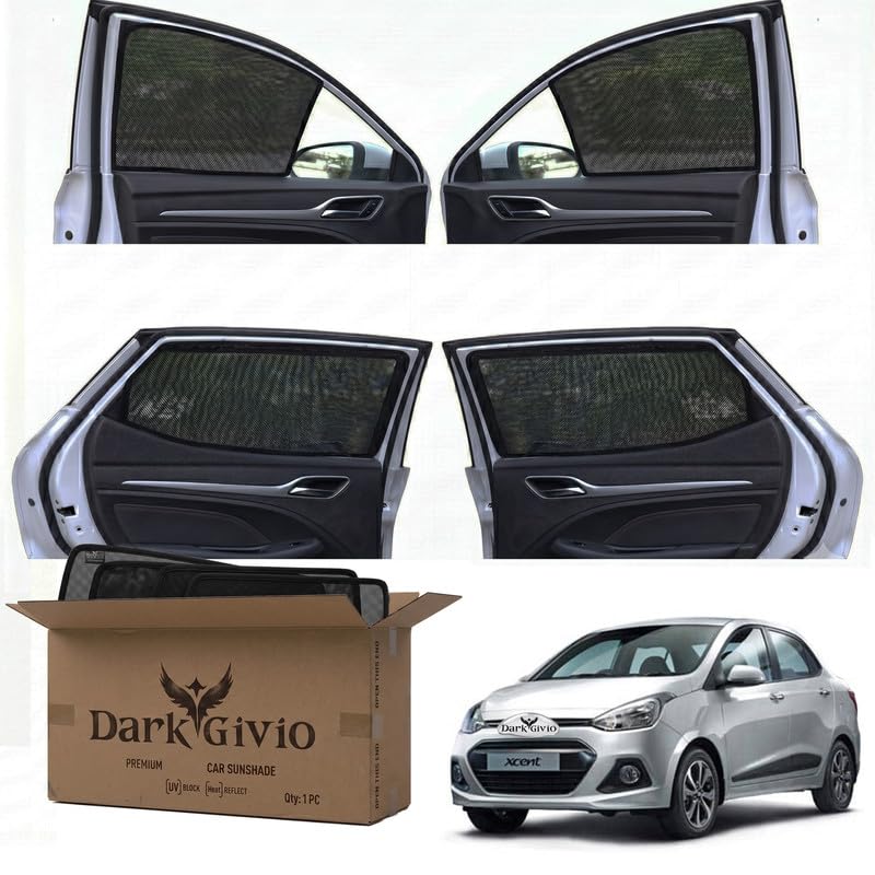 Image of Car Window Sun Shade Protector for XCENT | Exact Fit Non-Magnetic Half Cut Sunshade (Set of 4 /6) | UV Blocker Side Window Car Curtains & Interior Accessory