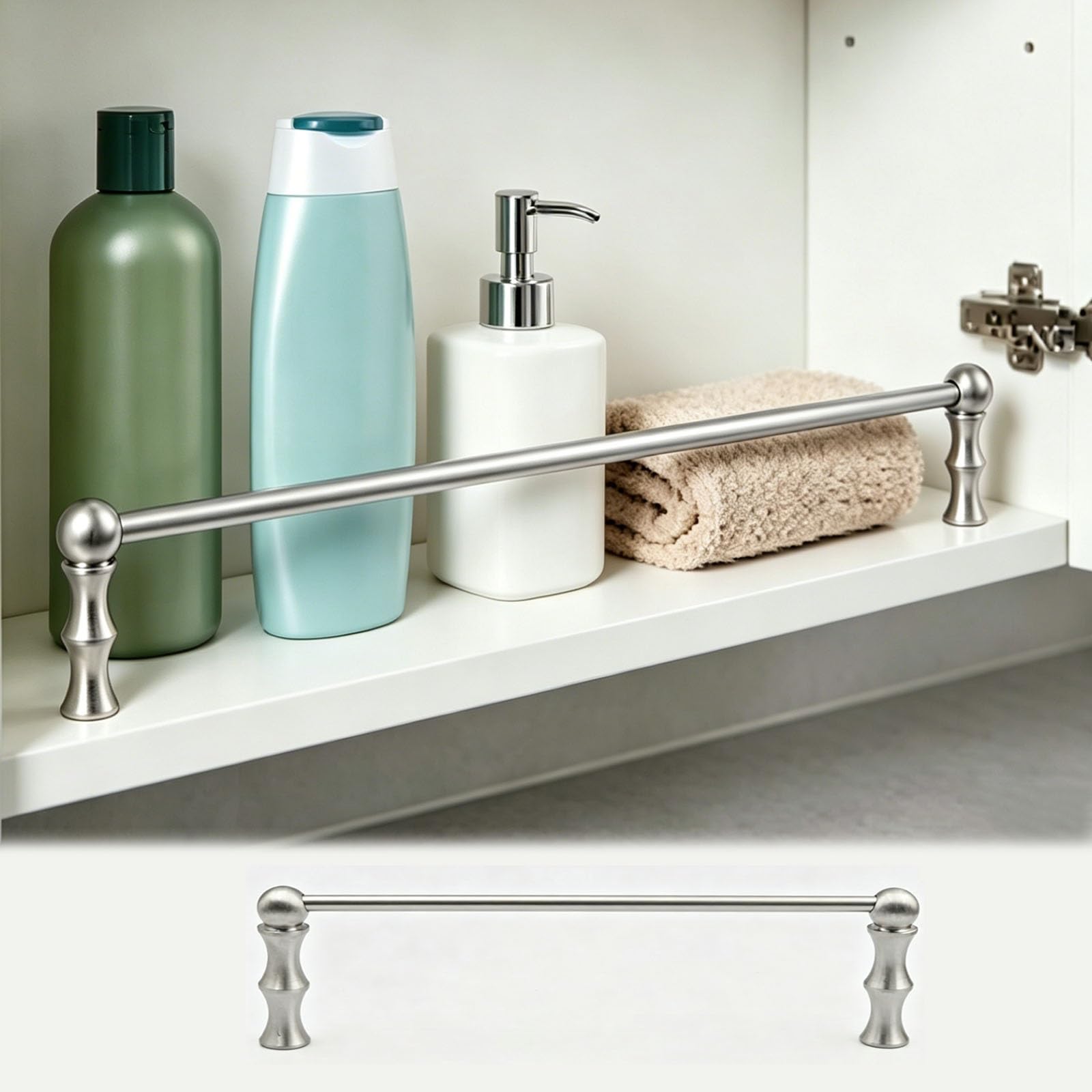 HDYZJQ 15 21 25 27 35 41 51 53 Cm Shelf Guard Rails for Cabinets/Closet, Decorative Gallery Railing with Spindle Replacement, Pantry Safety Shelf Rail Fence(3pcs Silver,69cm/27in)