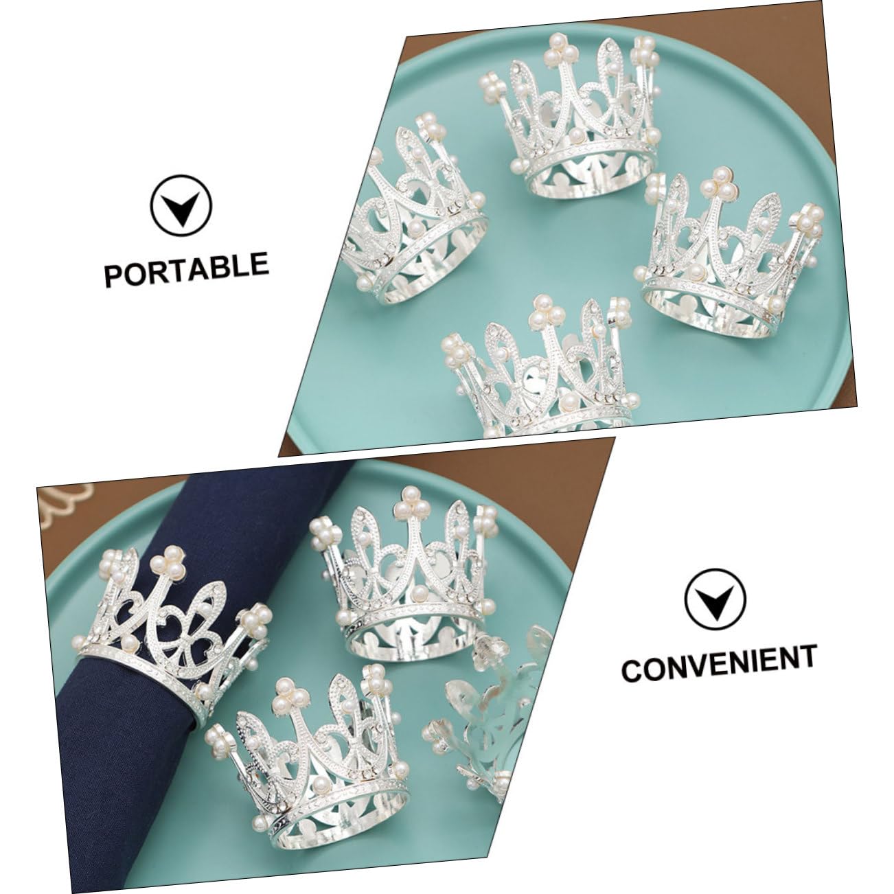 Anelli Portatovagliolo Corona in Lega di Zinco, 12 Pezzi Argento | Tavola Nuziale e Festa di San Valentino, Decorazione Leggera per Tovaglioli, Set Elegante da 12
