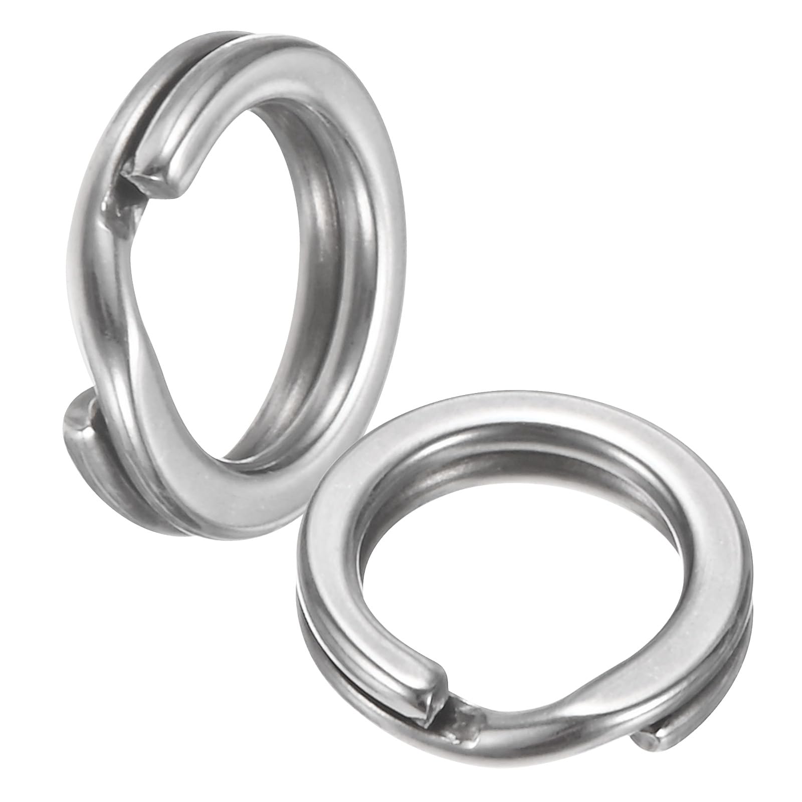 TIXIPEM Split Rings Fishing [60PCS] - Stainless Steel Flattened Terminal Tackle Connector Lure Snap Split Ring Use for Freshwater Saltwater Loop - [8# 49kg] Tackle Hook Line Connector