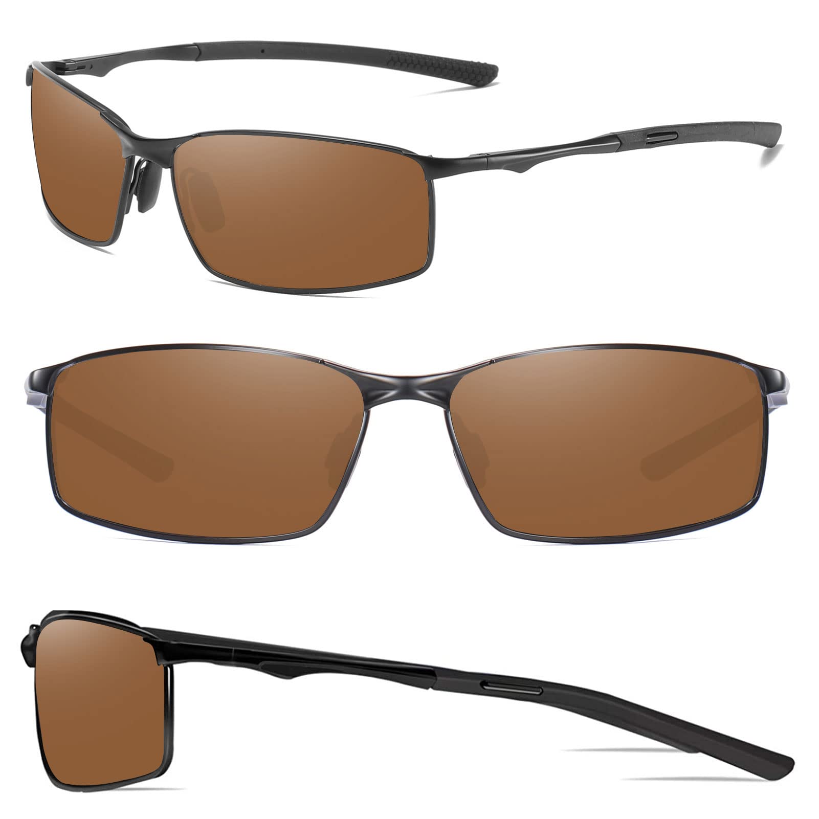 Occhiali da Sole da Uomo Donna Polarizzati Metallo Telaio Rettangolari Ultra Leggeri antiriflesso Protezione UV Moda Occhiali da Sole Cat 3 CE