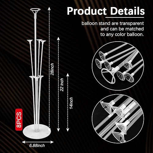 Miniatura 9 de Kit de 4 soportes para globos con base para globos para piso, soporte de arco de globos, soporte de centro de mesa para soportes de globos para