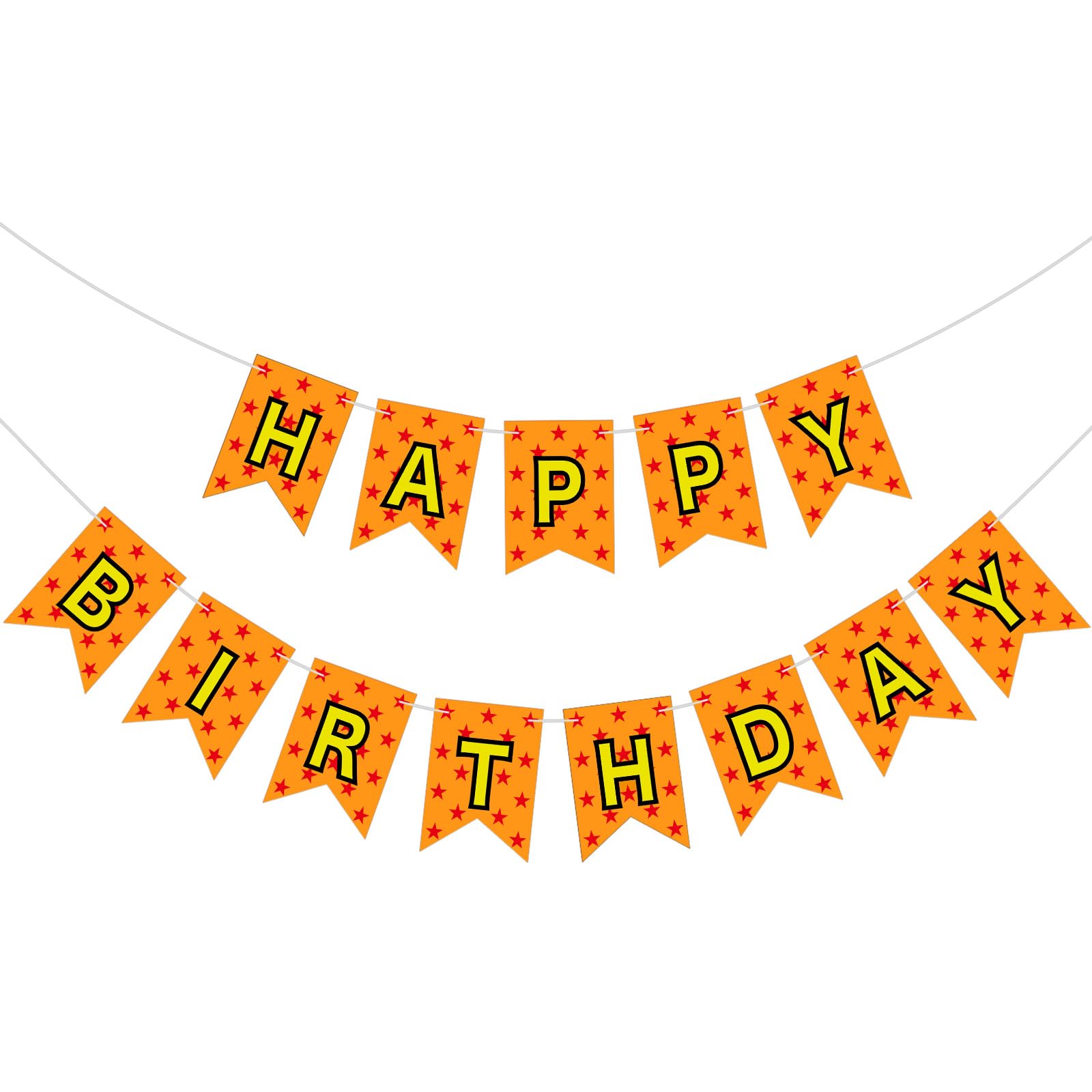 VitalCozy Anime Theme Dragon Happy Birthday Bunting Banner Pre-string Red and Orange Stars Birthday Decoration Banner for Anime Party Supplies