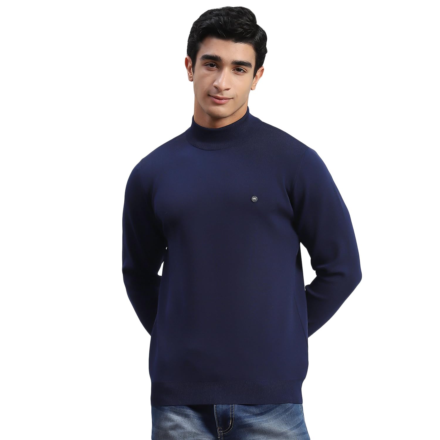 Navy Solid T Neck Sweater | Warm Woolen Pullover for Men | Soft Comfortable Knitted Winter Wear Sweater for Men's