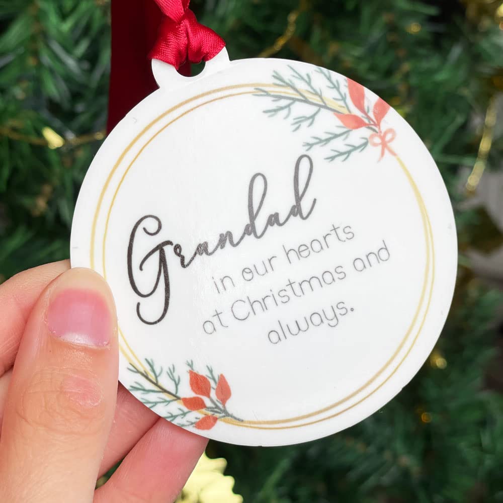 Grandad in our hearts at Christmas Bauble Christmas Tree Memorial Remembrance Decoration Gift
