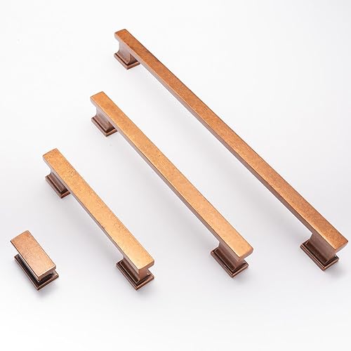 Miniatura 6 de COTYKILEY Paquete de 6 tiradores de latón cepillado envejecido de 7.5 pulgadas (7.559 in) de latón vintage para gabinetes de cocina, manijas de