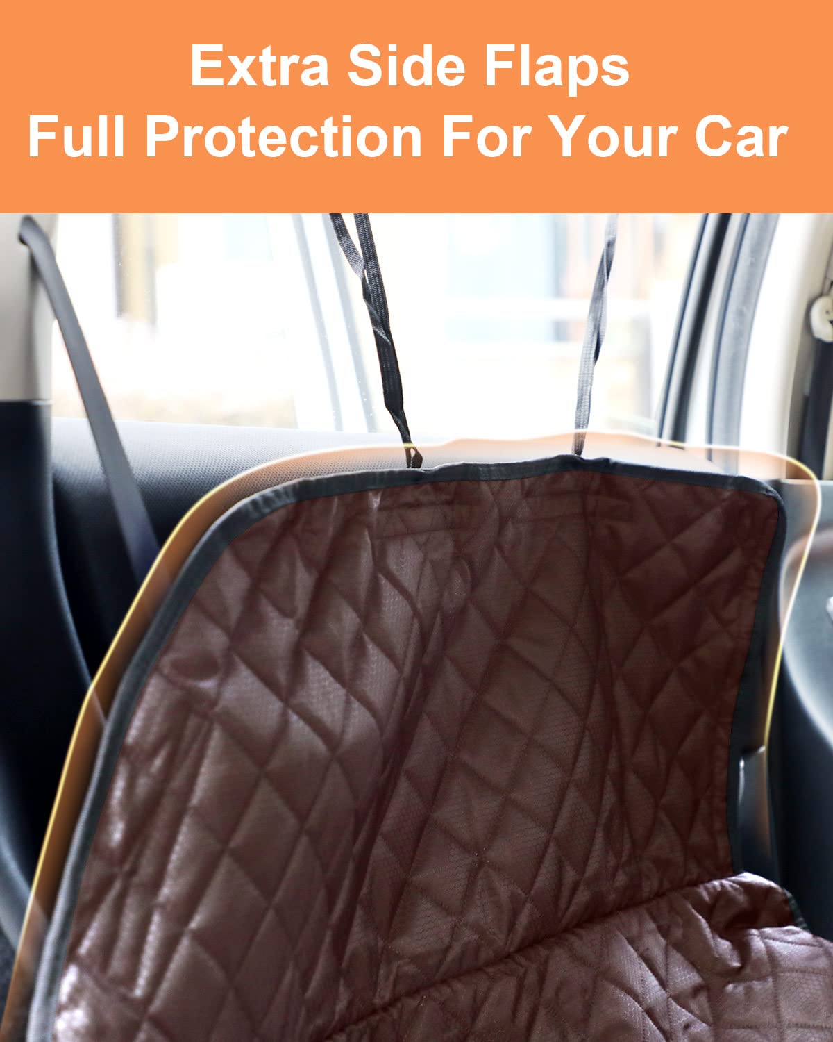 PETICON SUV Cargo Liner für Hunde, wasserdichte Haustier Cargo Abdeckung Hund Sitzbezug Matte für SUVs Limousine Vans mit Stoßstangenklappenschutz, rutschfest, große Größe Universal Fit, Braun