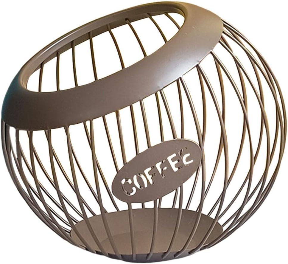 Coffee Pod Storage K Cup, Metal Coffee Capsule Storage Basket for Counter Display Stand Large Capacity (Brown)