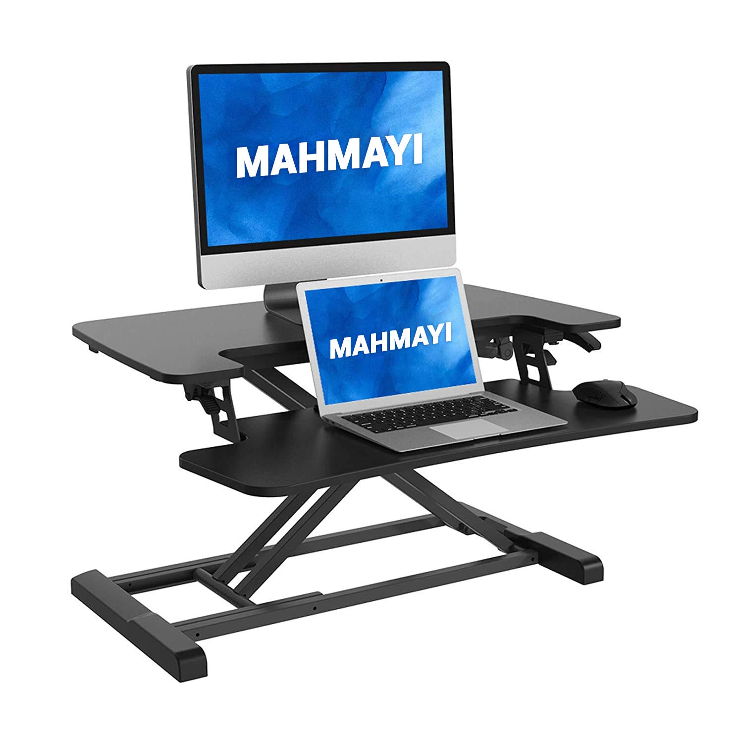 Mahmayi Stand Up Desk Converter -28 Standing Desk Riser With Deep Keyboard Tray For Laptop (28", Black), Desk-Converter-Black_New