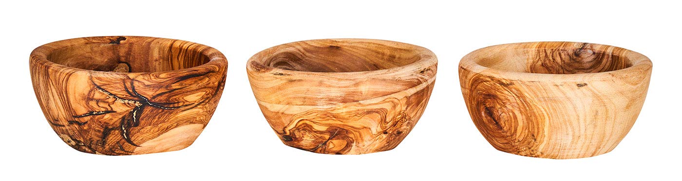 Lot de 3 saladiers en bois d'olivier env. 12 x 4 cm