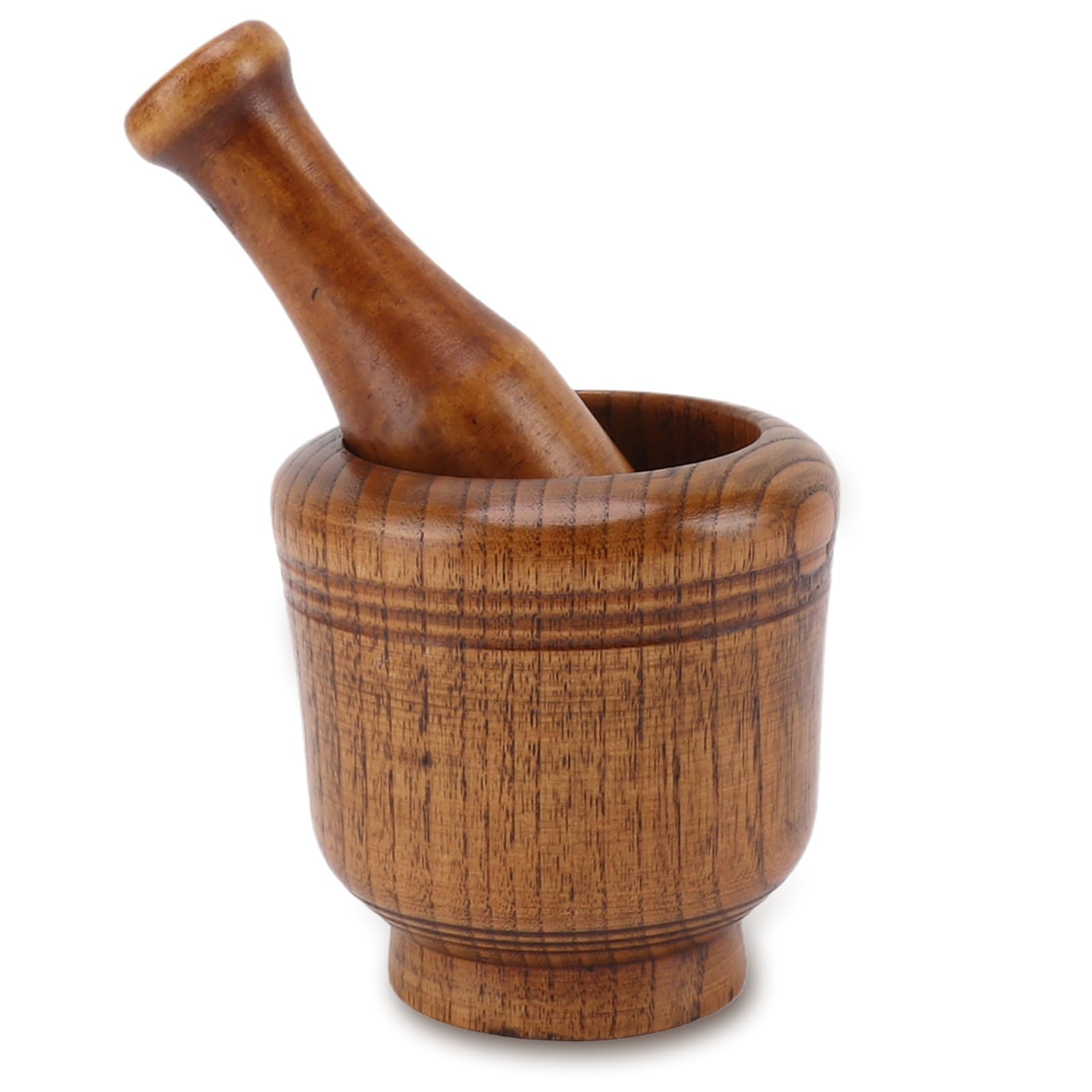 HERCHR Mortar and Pestle Set, Wooden Mortar and Pestle Garlic Masher Hand Grinder Crusher Spice Grinder Bowl Food Mill Mixing Bowl for Kitchen