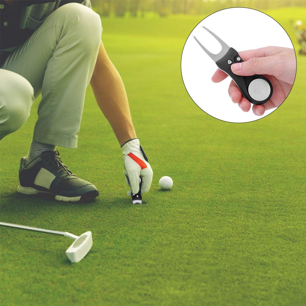 MAGT Forcelle da Golf Strumento di Riparazione Divot 11 x 3,2 x 1,5 cm Acciaio Inossidabile 304 Nero