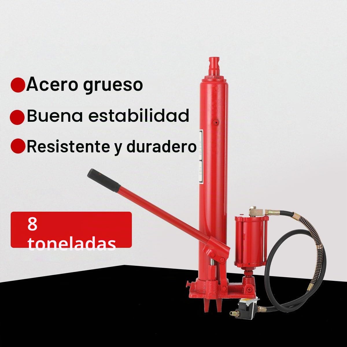 Cilindro hidráulico 8T (17363 libras) con cilindro largo y bomba de aire, recorrido de altura de elevación 500 mm (agujeros 660-1160 mm) cilindro hidráulico de elevación larga
