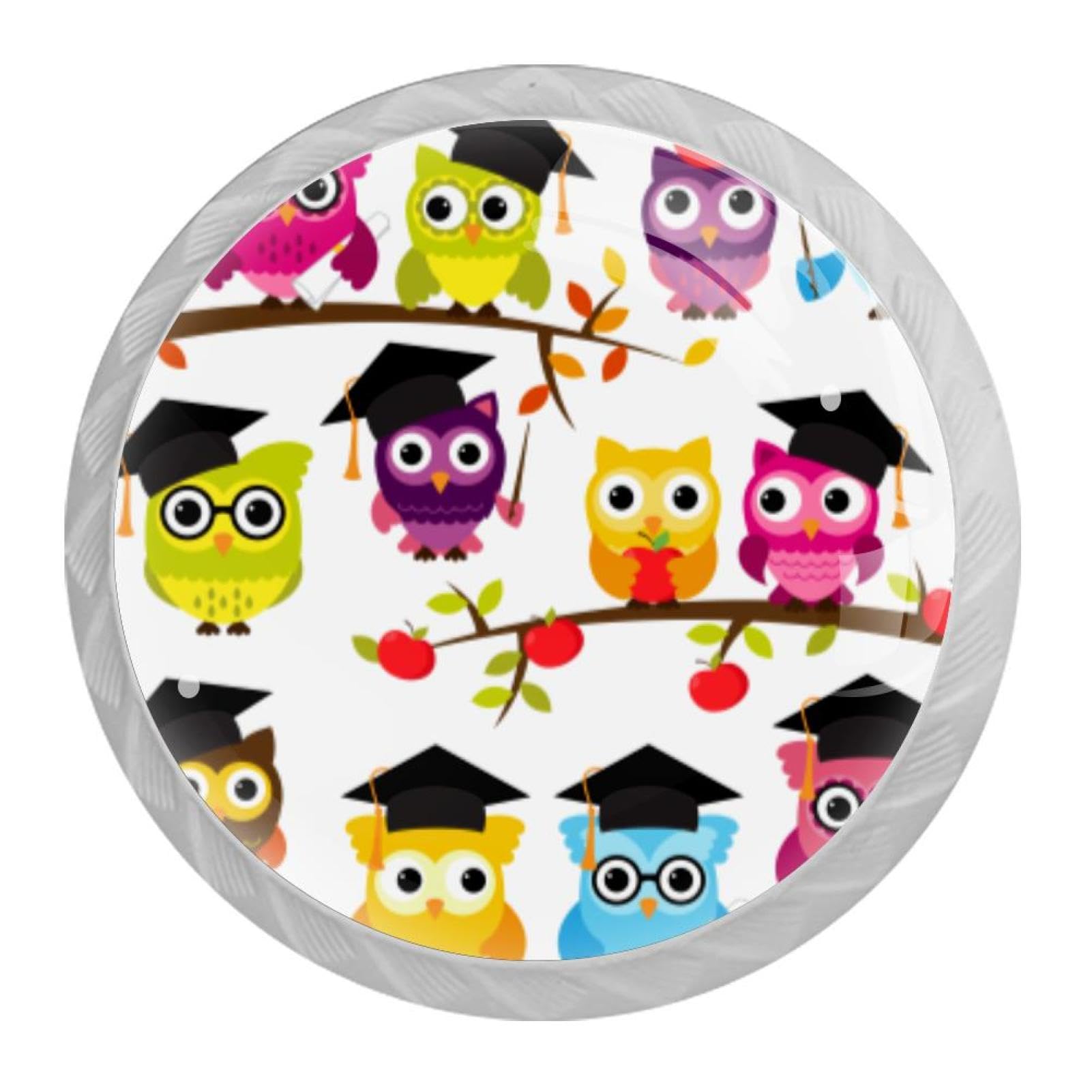 Tqmspg 4 Pieces Drawer Pulls Cute Owls Door Knobs Dresser Handles for Kitchen Wardrobe Cupboard Hardware Furniture