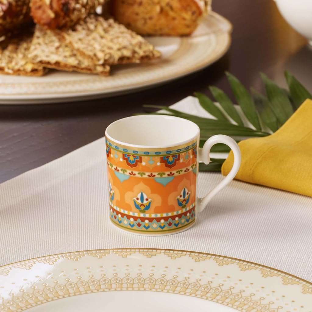 Villeroy & Boch Samarkand Mandarin Tazza Espresso Senza Piatto, 0.10 L, Porcellana Bone China, Mandarin, 29.3x16.5x8.1 cm