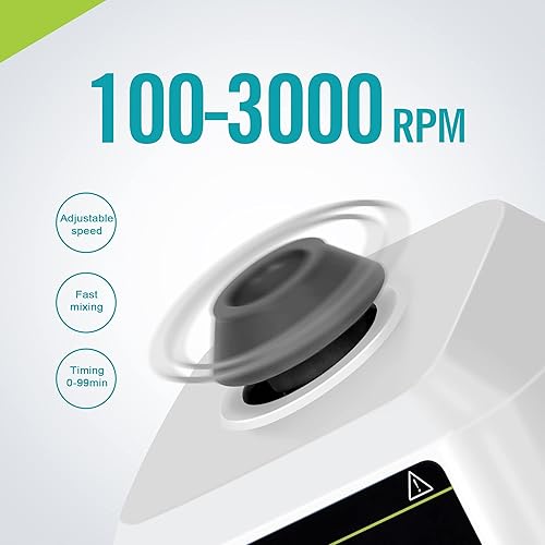 Miniatura 5 de Lab Vortex - Mezclador de pintura de 100 a 3000 rpm con pantalla LCD, función táctil y continua, diámetro orbital, pinturas acrílicas, esmalte de