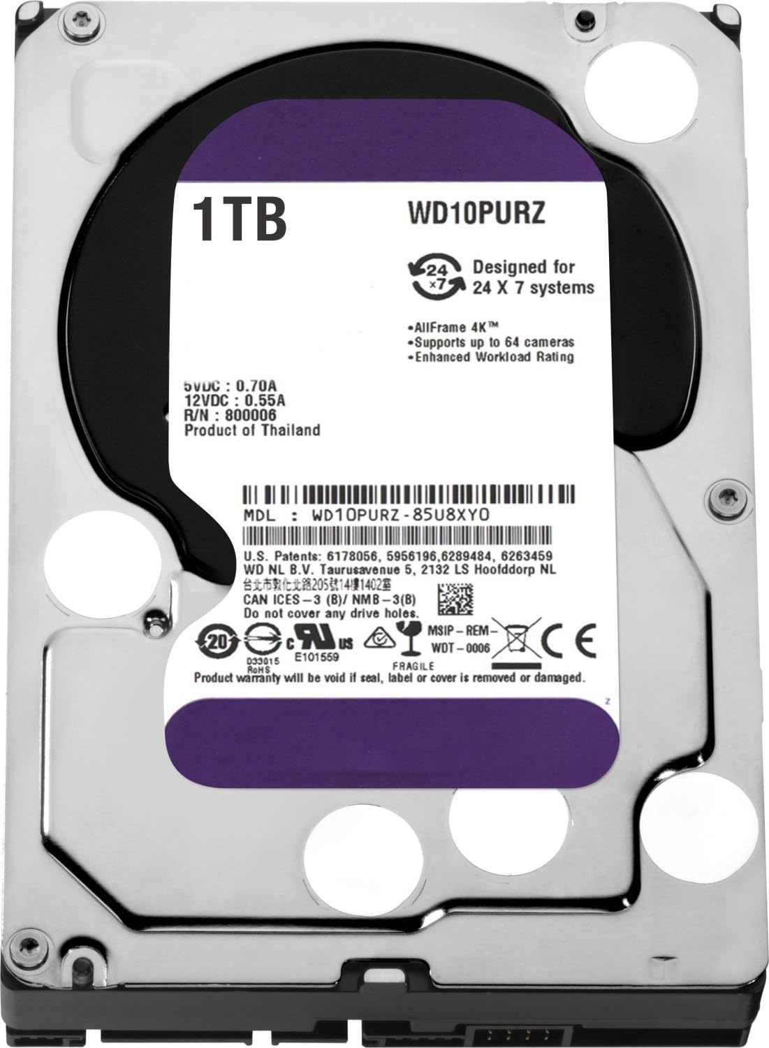 1TB SATA WD10PURZ-85U8XY0 5400rpm 64MB 3.5