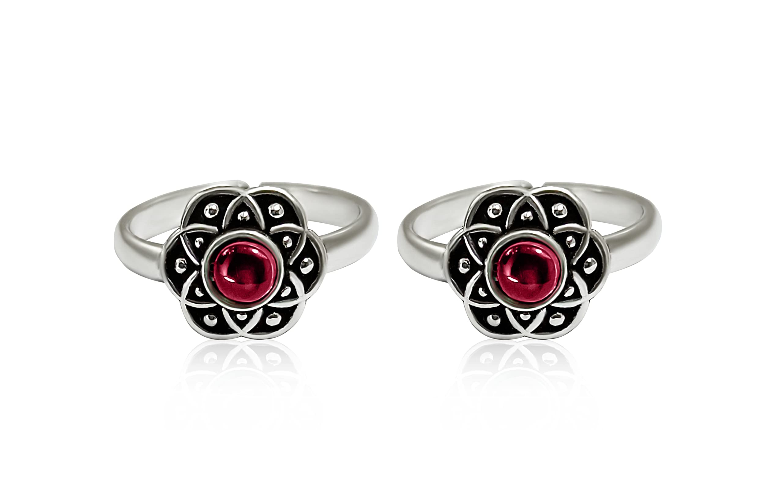 inari shines 925 Oxidised Silver Blossom Toe Rings, Adjustable | Toe Rings for Women and Girls |-picture-27