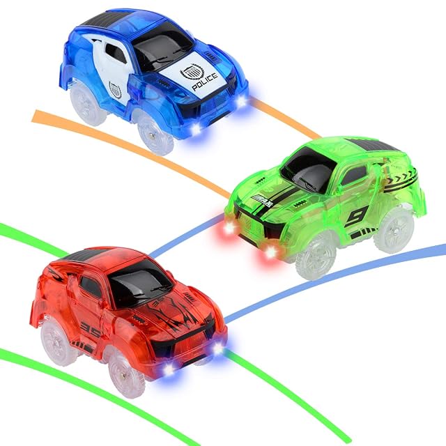 Pistas Coches Carrera de Coches de Juguete Light Up Accesorios de Pista Compatibles con Magic Tracks y Neo…