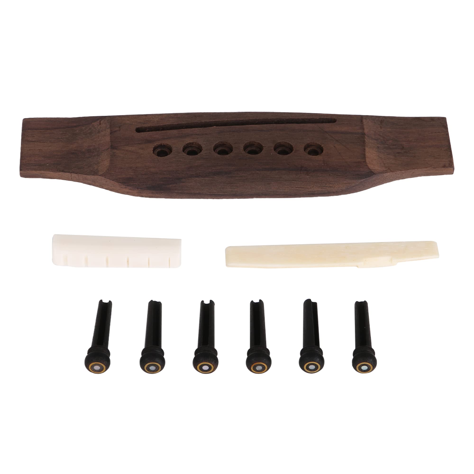 Acoustic Guitar Replacement Set Ebony Bridge End Pins Bone Saddle and Nut