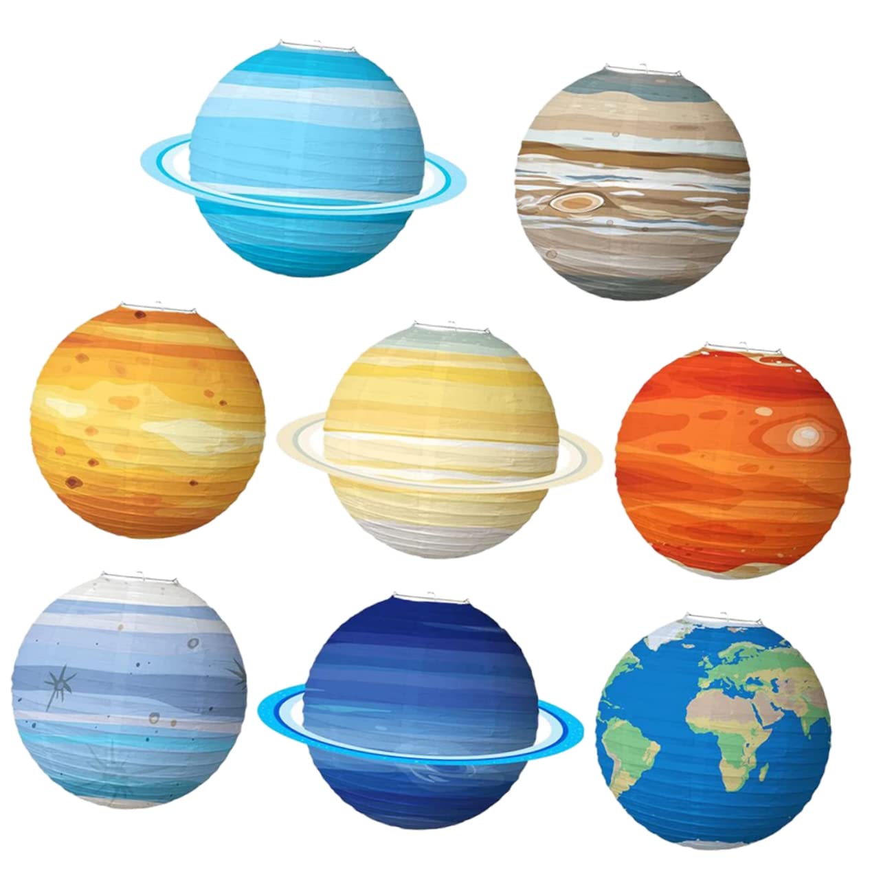 Amosfun 8pezzi Lanterne di Carta Stellate Lanterne a Forma di Pianeti Appese Decorazioni per Feste Spaziali del Cosmo per Decorazioni di Compleanno e Ambienti Scolastici
