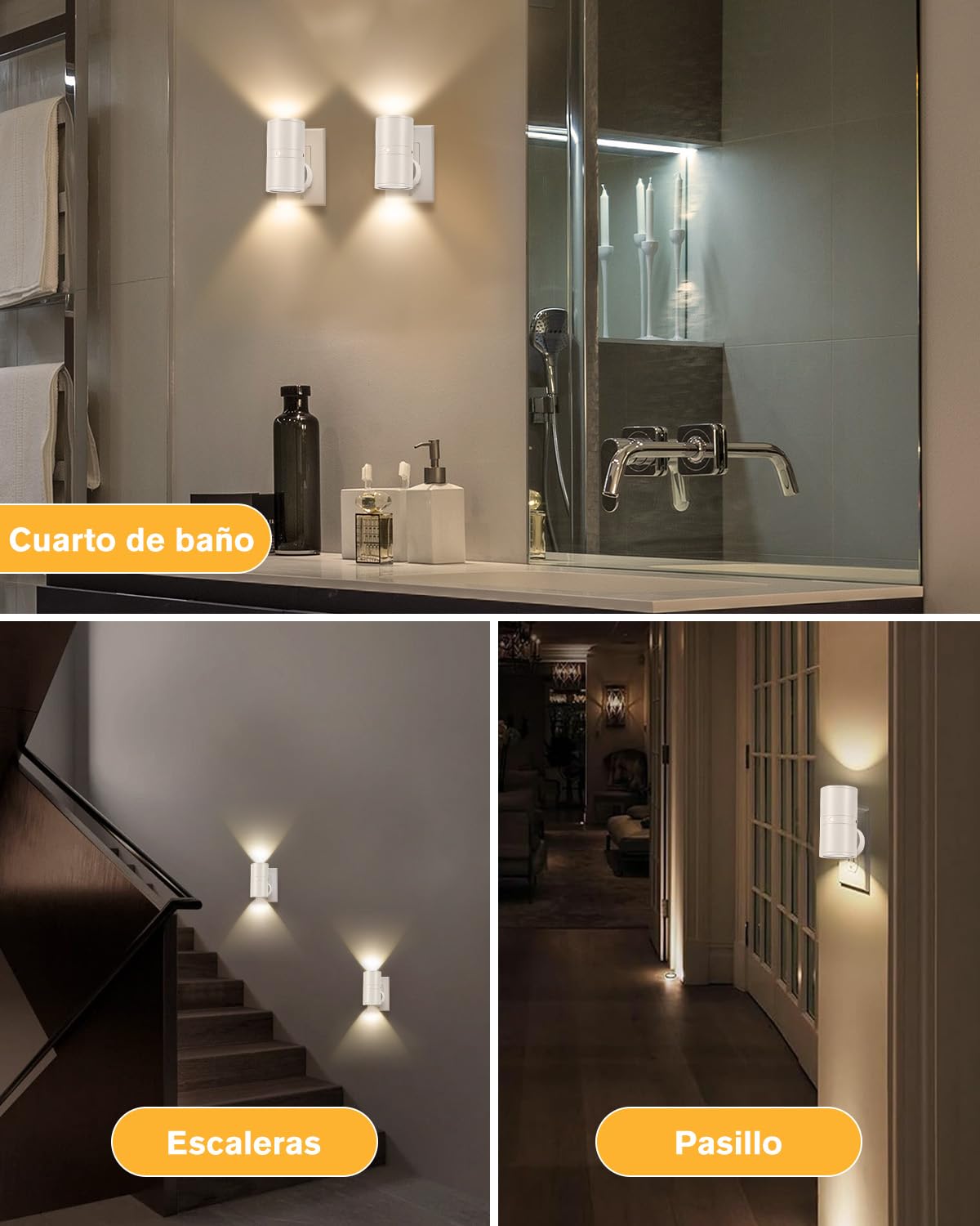 Enchufe de luz nocturna led, luz nocturna infantil enchufadas en la pared, Sensor del atardecer al amanecer, Blanco suave 3000K-4500K, Brillo ajustable de 0-100LM, Luzes nocturnas dimmables blanco