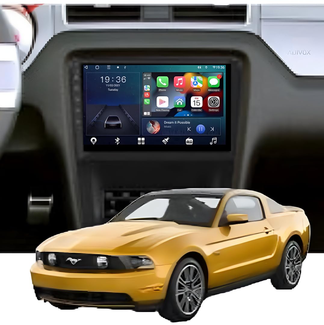 Radio samochodowe Android 14 - Ford Mustang 2009-2014, Apple CarPlay i Android Auto, dotykowy 10.1 kanałów, 8 kanałów CarPlay 2 Go/32 Go | Wi-Fi, RDS, DSP, DAB+, 5G