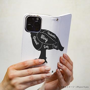 iPhone 15 用 手帳型ケース PUレザー マグネット カード2枚 スタンド ダチョウ 肉 部位 031920