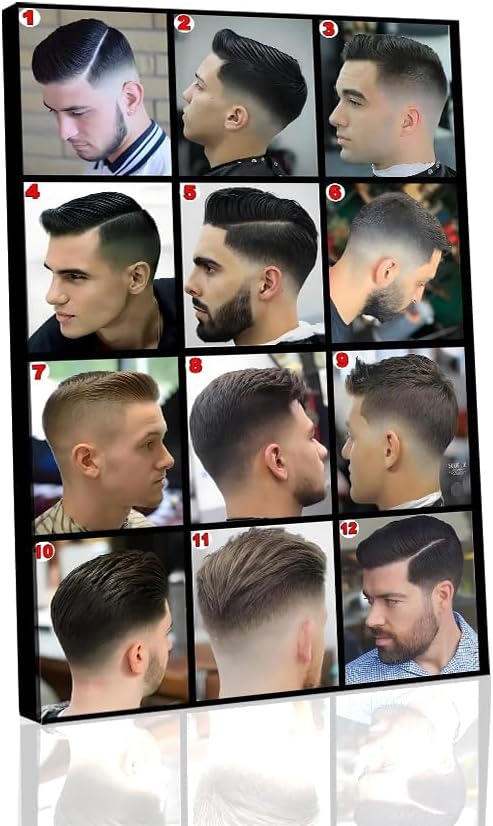 Modern Barber Shop Salon Hair Cut for Men Chart Canvas Poster Holiday Gift HD Picture Modern Aesthetics Mural Wall Art Decoration (24×36inch-Unframed)
