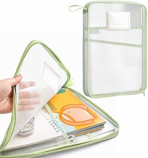 3-Layer Mesh Organizer Bag With L-Shaped Zipper Thickened Design Large Book Tote for Exams Homework Study Materials, Green