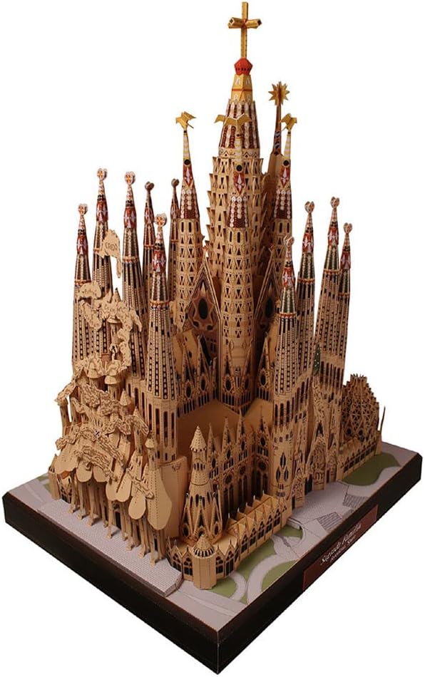 Lllunimon Spanish Sagrada Familia Cathedral 3D Paper Model Building Kit, DIY Handmade Stereo Origami Gift