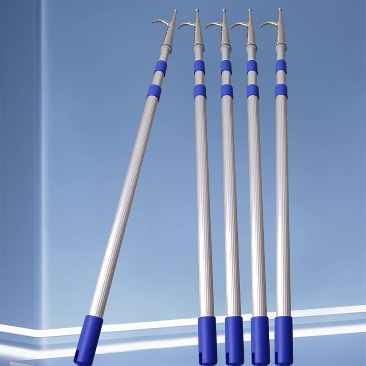 5 Pcs Telescopic Boat Hook 2 3 4 6m, Speedboat Towing Pole with 304 Hooks Body for Docking Mooring, Versatile Boating Accessories(200cm/6.5')